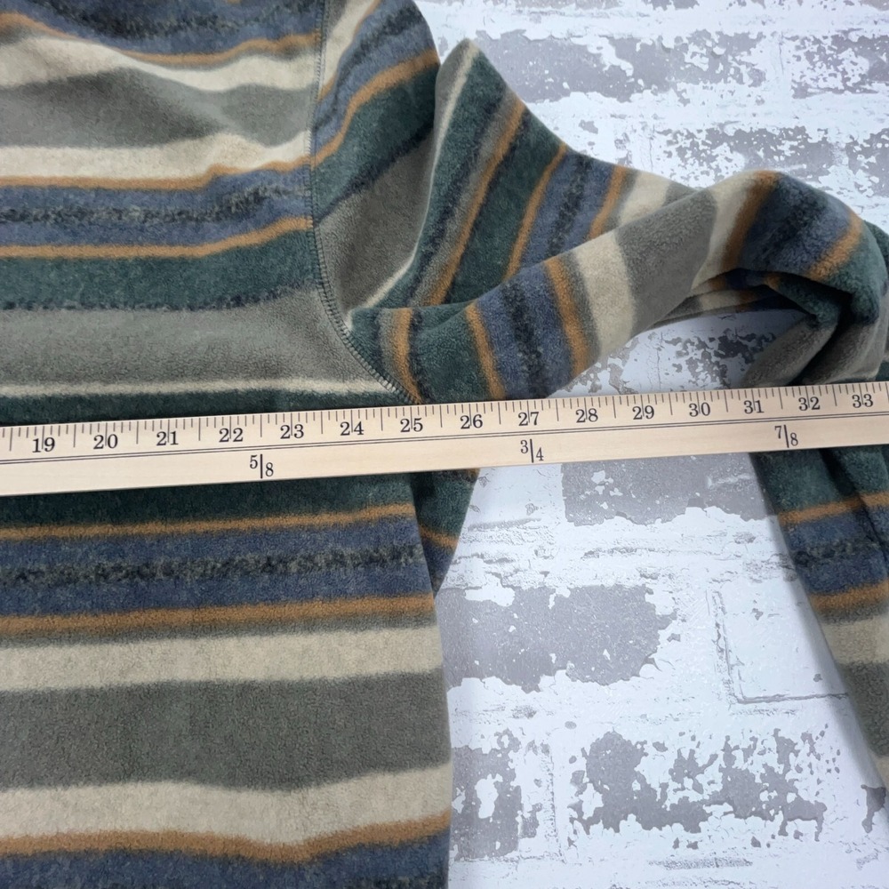 Eddie Bauer Sweater Men XXL 2XL Fleece Pullover Jacket Green Brown Striped - Picture 8 of 9